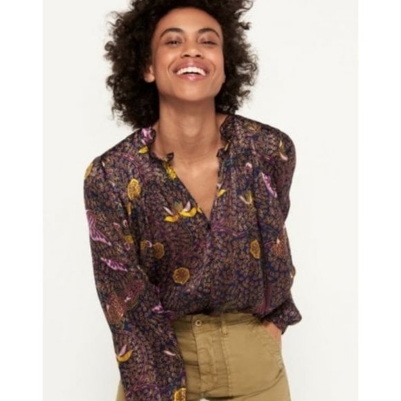 ba&sh Tops - Ba&sh Danila Blouse Navy Print Shimmery